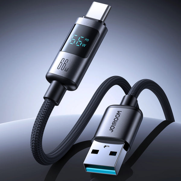 Joyroom USB-A to USB-C Cable S-A16 Pro Prism Display, 66W, 6A, 1.2m, Black