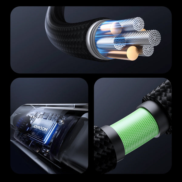 Joyroom USB-A to USB-C Cable S-A16 Pro Prism Display, 66W, 6A, 1.2m, Black