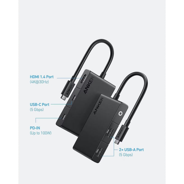 Anker USB-C Hub 332, 2 x USB-A - 2 x USB-C - 1 x HDMI, Black A8356G11