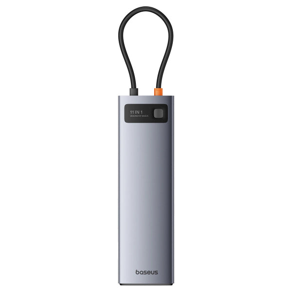 Baseus USB-C Hub Metal Gleam, 3 x USB-A 3.0 - 1 x USB-A - 1 x USB-C - 1 x HDMI - 1 x VGA - 1 x Jack 3.5mm - 1 x RJ45 - 1 x SD - 1 x microSD, Grey