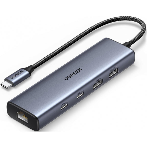 Ugreen USB-C Hub CM512, 1 x USB-A 3.2 - 1 x USB-A - 3 x USB-C - 1 x RJ45, Grey