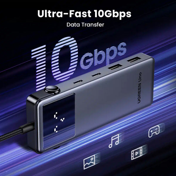 Ugreen USB-C Hub CM888 Uno, 2 x USB-A 3.2 - 3 x USB-C - 1 x HDMI, Grey