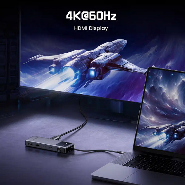 Ugreen USB-C Hub CM888 Uno, 2 x USB-A 3.2 - 3 x USB-C - 1 x HDMI, Grey
