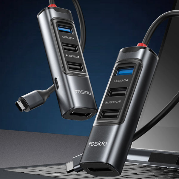 Yesido USB-C Hub HB23, 5in1, Grey