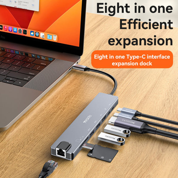 Yesido USB-C Hub HB27, 8in1, Grey