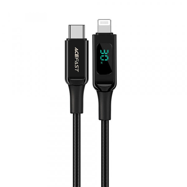 Acefast USB-C to Lightning Cable C6-01 Display, 20W, 2.4A, 1.2m, Black