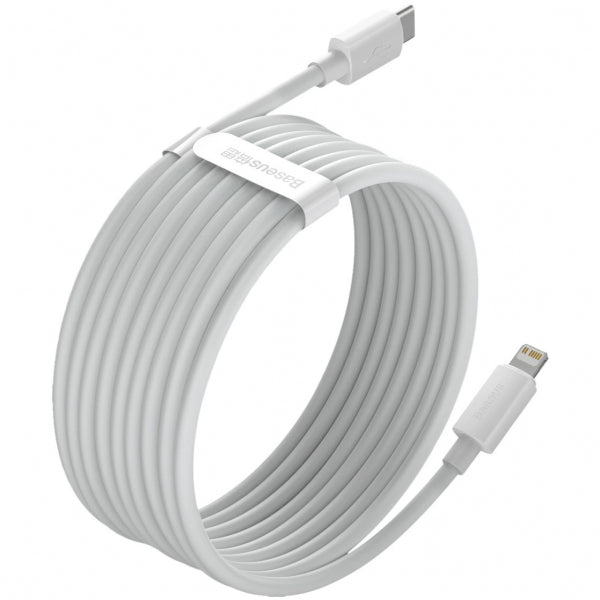 Baseus USB-C to Lightning Cable Simple Wisdom, 20W, 2.4A, 1.5m, 2-Pack, White TZCATLZJ-02