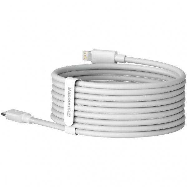 Baseus USB-C to Lightning Cable Simple Wisdom, 20W, 2.4A, 1.5m, 2-Pack, White TZCATLZJ-02