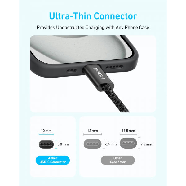 Anker USB-C to USB-C Cable Zolo, 240W, 1m, Black A8060H11