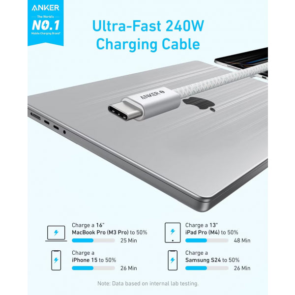 Anker USB-C to USB-C Cable Zolo, 240W, 1m, White A8060H21
