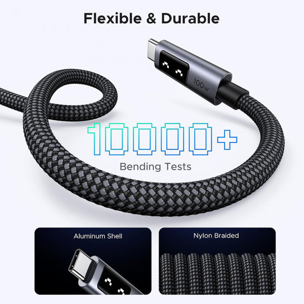 Ugreen USB-C to USB-C Cable L509, 100W, 5A, 1m, Grey