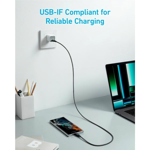 Anker USB-C to USB-C Cable 322, 60W, 3A, 0.9m, Black A81F5G11