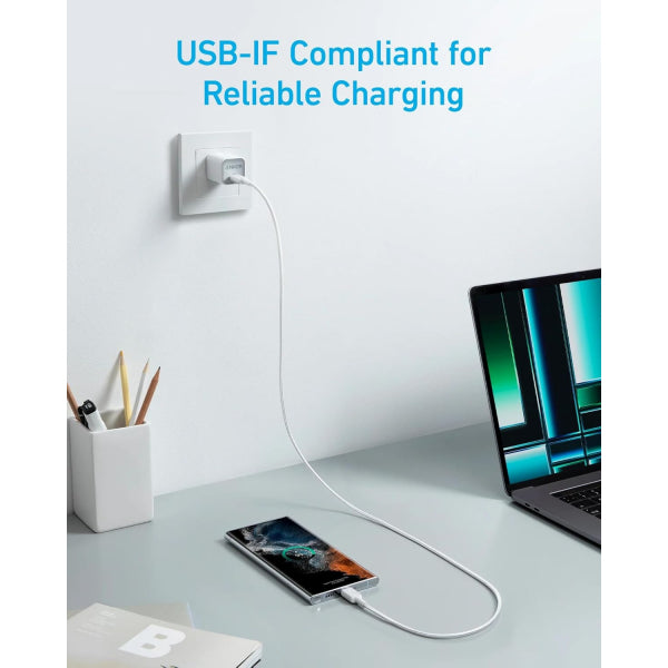 Anker USB-C to USB-C Cable 322, 60W, 3A, 1.8m, White A81F6G21
