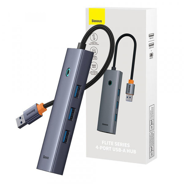 Baseus USB Hub UltraJoy, 3 x USB-A 3.0 - 1 x RJ45, Grey B0005280A813-01