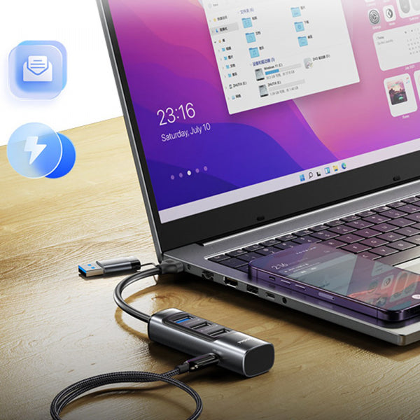 Yesido USB / USB-C Hub HB19, 4in1, Grey