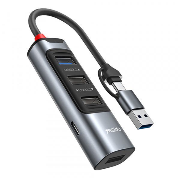 Yesido USB / USB-C Hub HB20, 5in1, Grey