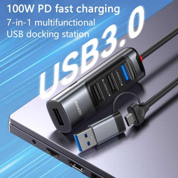 Yesido USB / USB-C Hub HB20, 5in1, Grey