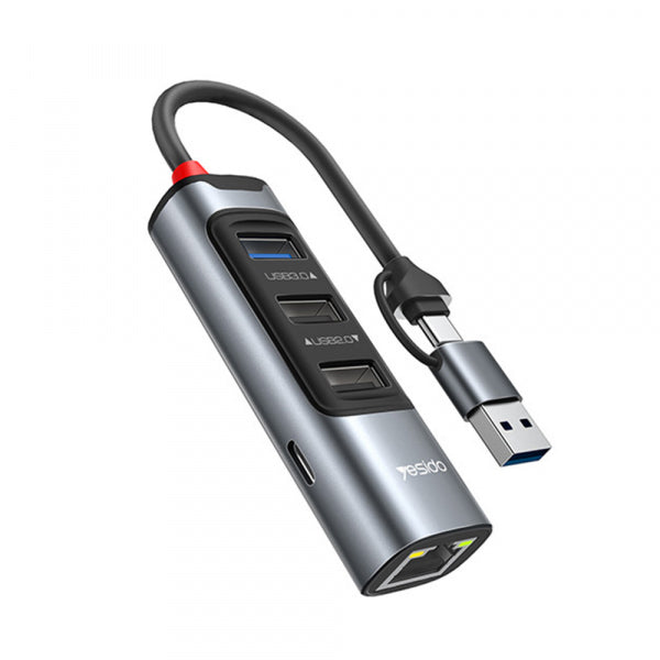 Yesido USB / USB-C Hub HB21, 5in1, Grey