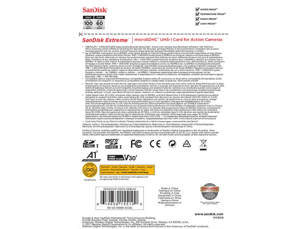∆SanDisk Extreme MicroSD 32GB V30 UHS-I