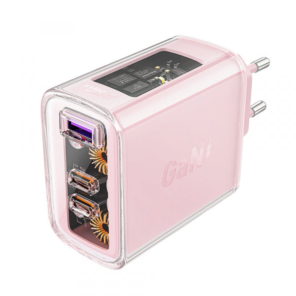 Acefast Wall Charger A45 Exploration, 65W, 3.25A, 1 x USB-A - 2 x USB-C, Pink