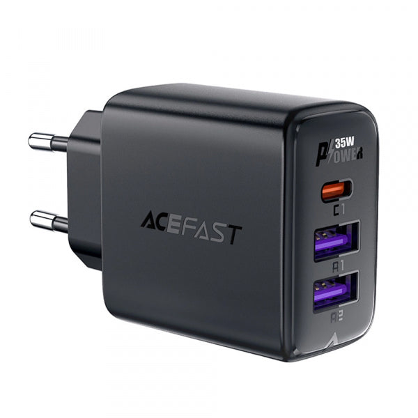 Acefast Wall Charger A57, 35W, 3A, 2 x USB-A - 1 x USB-C, Black
