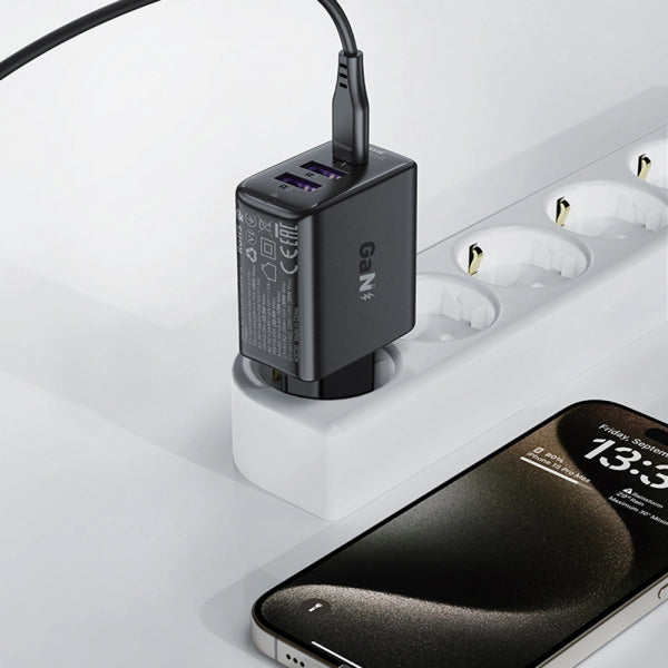 Acefast Wall Charger A57, 35W, 3A, 2 x USB-A - 1 x USB-C, Black