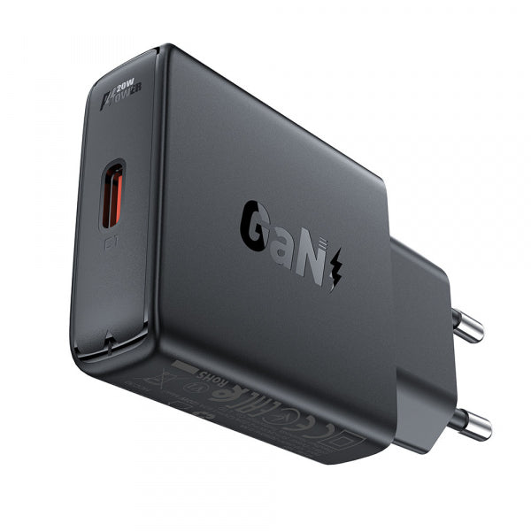 Acefast Wall Charger A65, 20W, 3A, 1 x USB-C, Black