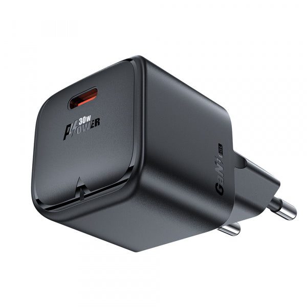 Acefast Wall Charger A77, 30W, 3A, 1 x USB-C, Black