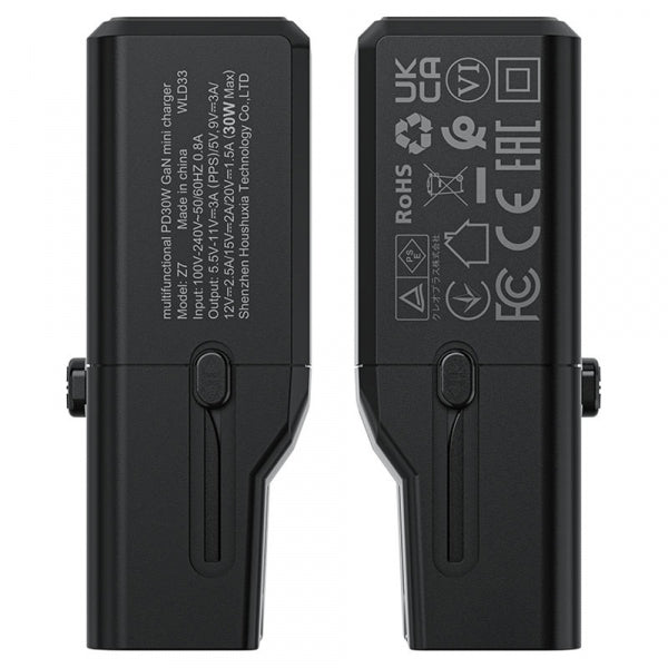 Acefast Wall Charger Z7 Travel, 30W, 3A, 1 x USB-C, Black