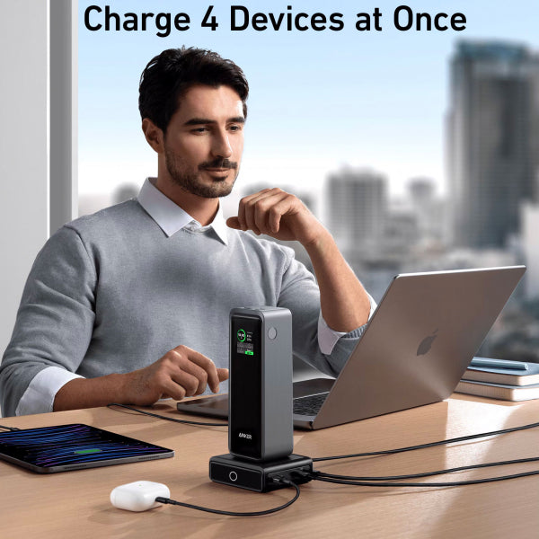Anker Desktop Charger for PowerBank Prime, 100W, 5A, 1 x Pogo Pin - 1 x USB-C - 2 x USB-A, Black A1902311