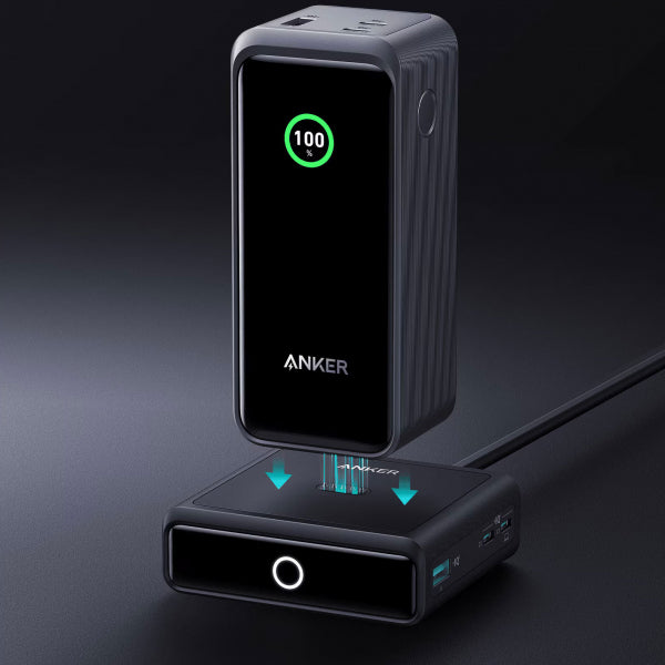 Anker Desktop Charger for PowerBank Prime, 100W, 5A, 1 x Pogo Pin - 1 x USB-C - 2 x USB-A, Black A1902311