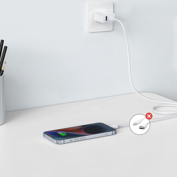 Anker Wall Charger 312, 20W, 3A, 1 x USB-A - 1 x USB-C, White A2348G21