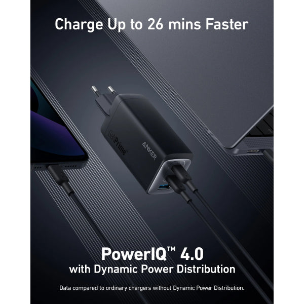Anker Wall Charger 735 GaNPrime III, 65W, 3A, 1 x USB-A - 2 x USB-C, Black A2668311
