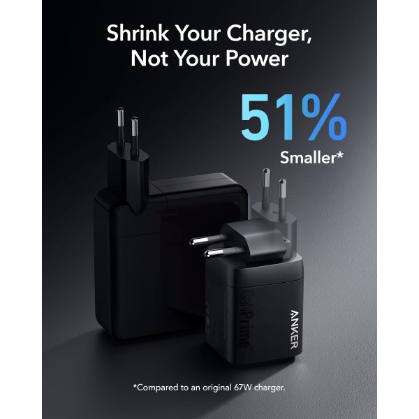 Anker Wall Charger Prime, 67W, 5A, 1 x USB-A - 2 x USB-C, Black A2669313