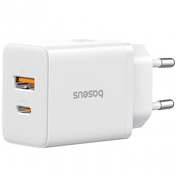 Baseus Wall Charger Cube, 20W, 3A, 1 x USB-A - 1 x USB-C, White P10111403213-00