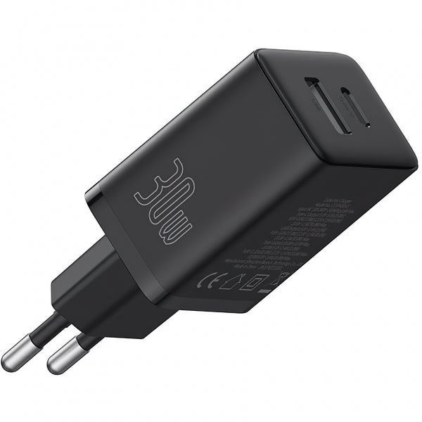 Baseus Wall Charger Cube, 30W, 2.4A, 1 x USB-A - 1 x USB-C, Black P10111404113-00