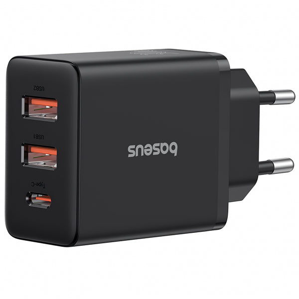 Baseus Wall Charger Cube, 30W, 3A, 1 x USB-C - 2 x USB-A, Black P10111402113-00