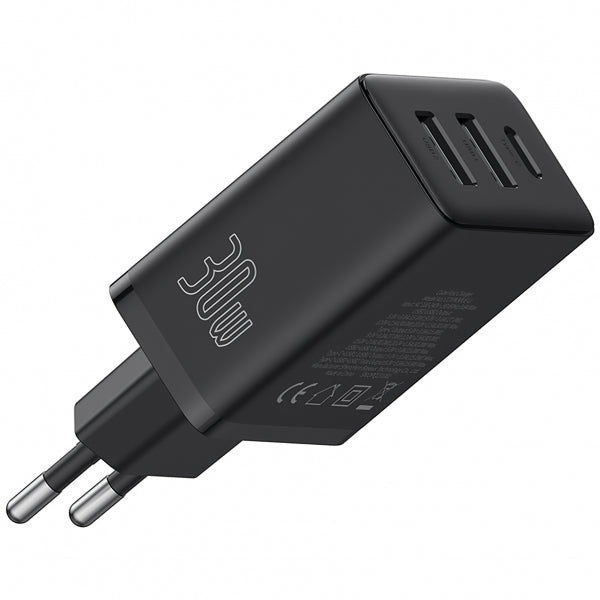 Baseus Wall Charger Cube, 30W, 3A, 1 x USB-C - 2 x USB-A, Black P10111402113-00