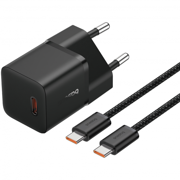 Baseus Wall Charger GaN5, 20W, 3A, 1 x USB-C, with USB-C Cable, Black P10110900113-00