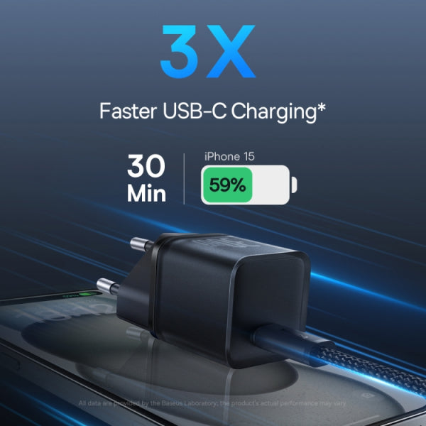 Baseus Wall Charger GaN5S, 30W, 3A, 1 x USB-C, Black P10162504113-00