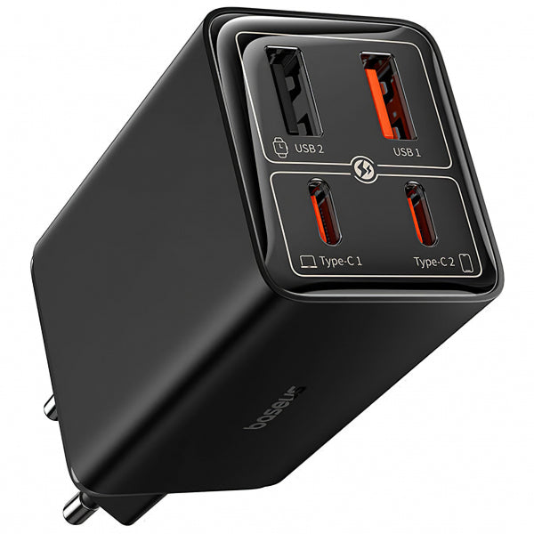 Baseus Wall Charger GaN6 Pro, 100W, 3.25A, 2 x USB-A - 2 x USB-C, with USB-C Cable, Black P10162705112-00