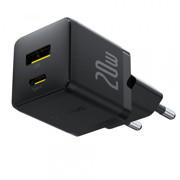 Baseus Wall Charger Palm, 20W, 3A, 1 x USB-A - 1 x USB-C, Black P10111608113-00