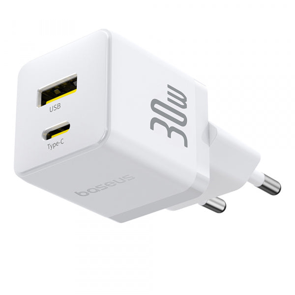 Baseus Wall Charger Palm, 30W, 3A, 1 x USB-A - 1 x USB-C, White P1011160A213-00