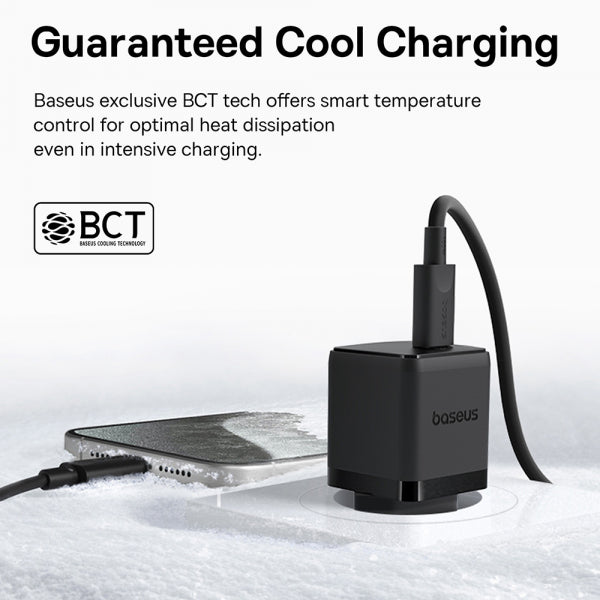 Baseus Wall Charger Palm, 30W, 3A, 1 x USB-C, with USB-C Cable, Black P10111605113-01