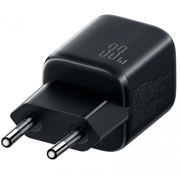 Joyroom Wall Charger JR-TG7, 33W, 3A, 1 x USB-A - 1 x USB-C, with USB-C Cable, Black