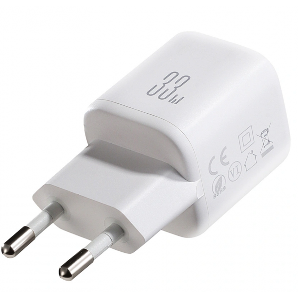 Joyroom Wall Charger JR-TG7, 33W, 3A, 1 x USB-A - 1 x USB-C, with USB-C Cable, White