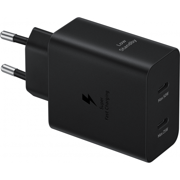 Samsung Wall Charger 50W, 3A, 2 x USB-C, with USB-C Cable, Black EP-T5020XBEGEU