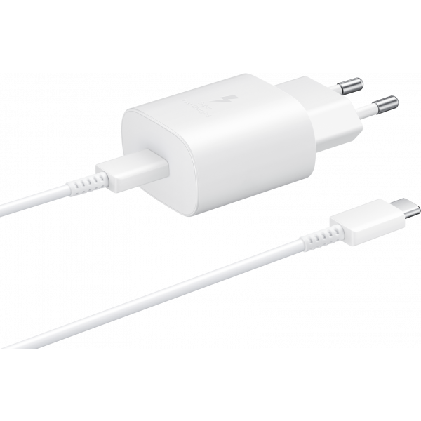 Samsung Wall Charger EP-TA800W + DA705BWE, 25W, 3A, 1 x USB-C, with USB-C Cable, White GP-PTU021SOAWQ