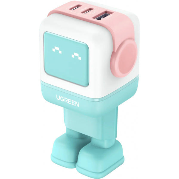 Ugreen Wall Charger CD361 Uno, 65W, 3.25A, 1 x USB-A - 2 x USB-C, Cyan