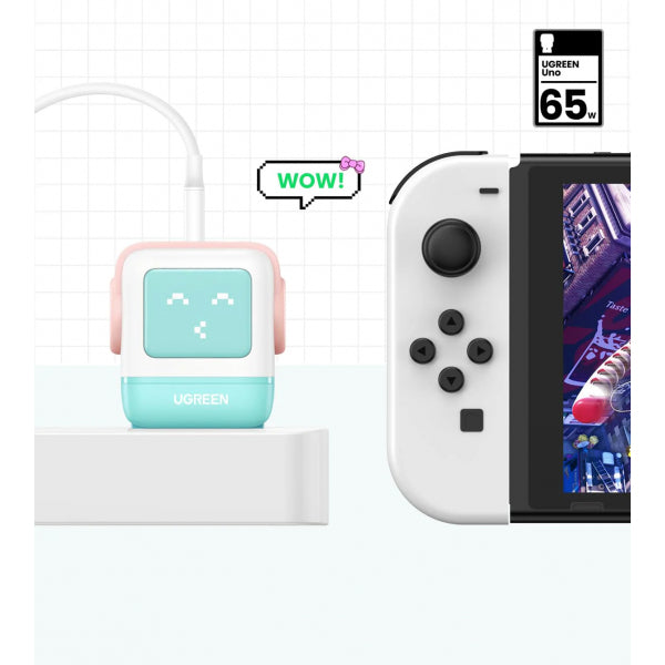 Ugreen Wall Charger CD361 Uno, 65W, 3.25A, 1 x USB-A - 2 x USB-C, Cyan